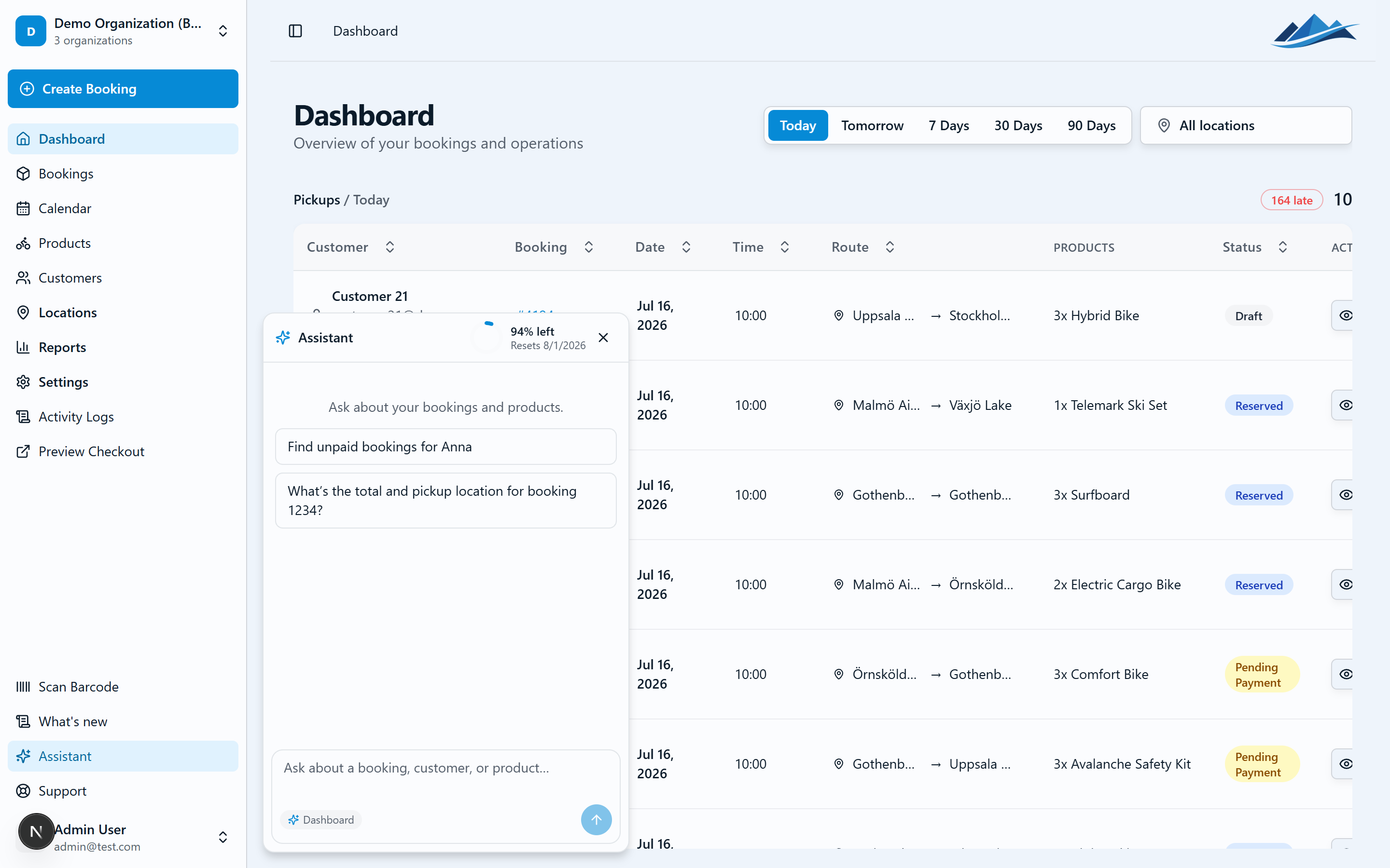 The AI assistant in the dashboard