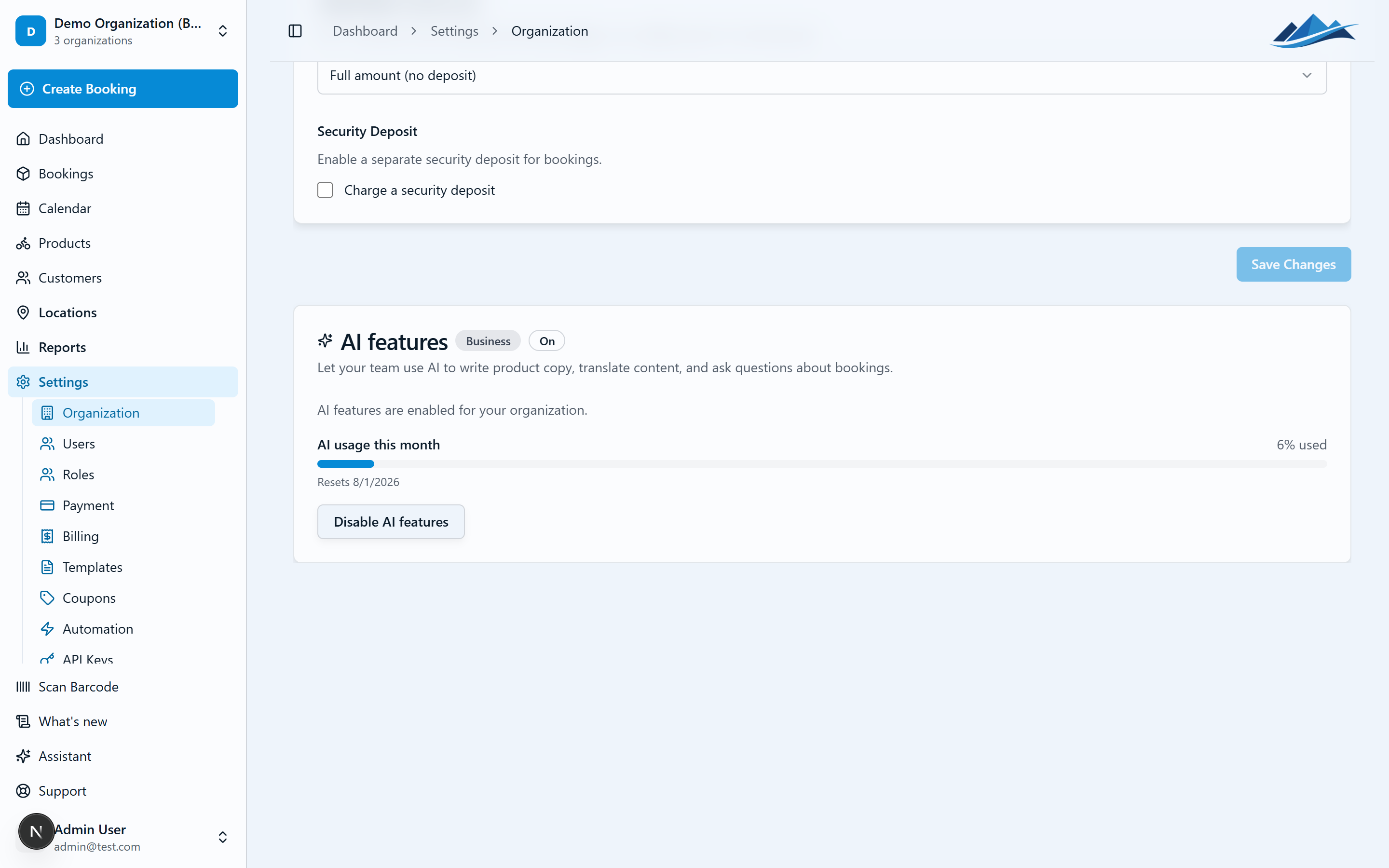 Enabling AI features in organization settings