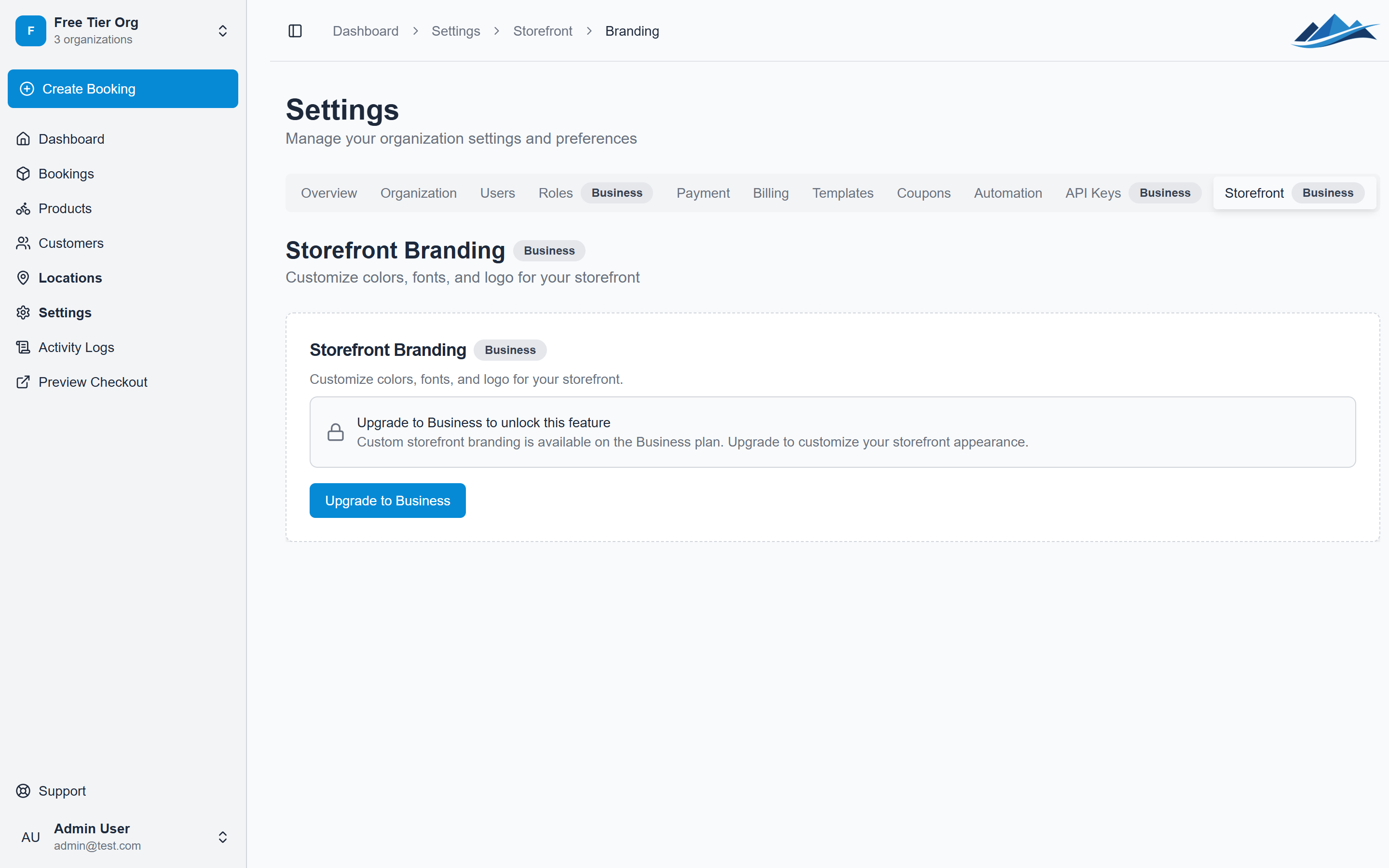 The branding settings page
