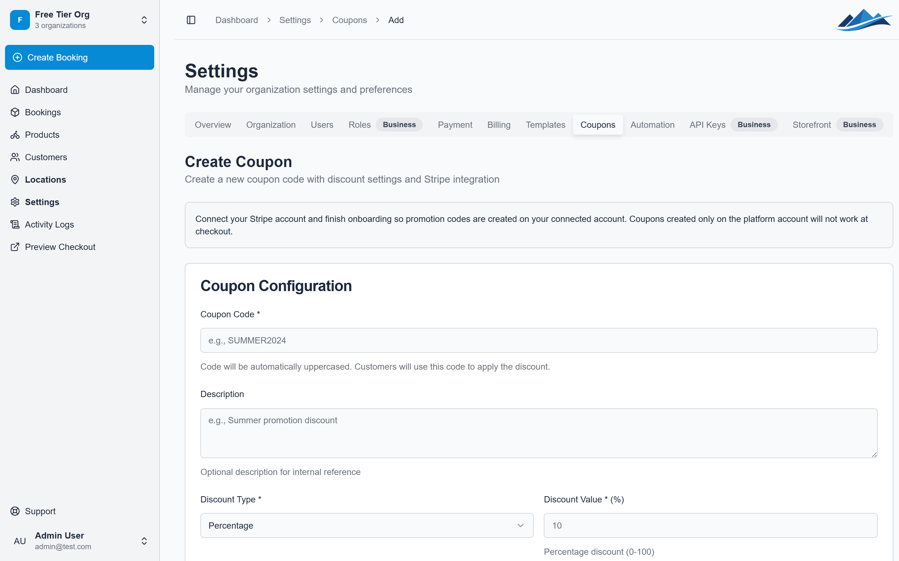 Add coupon form